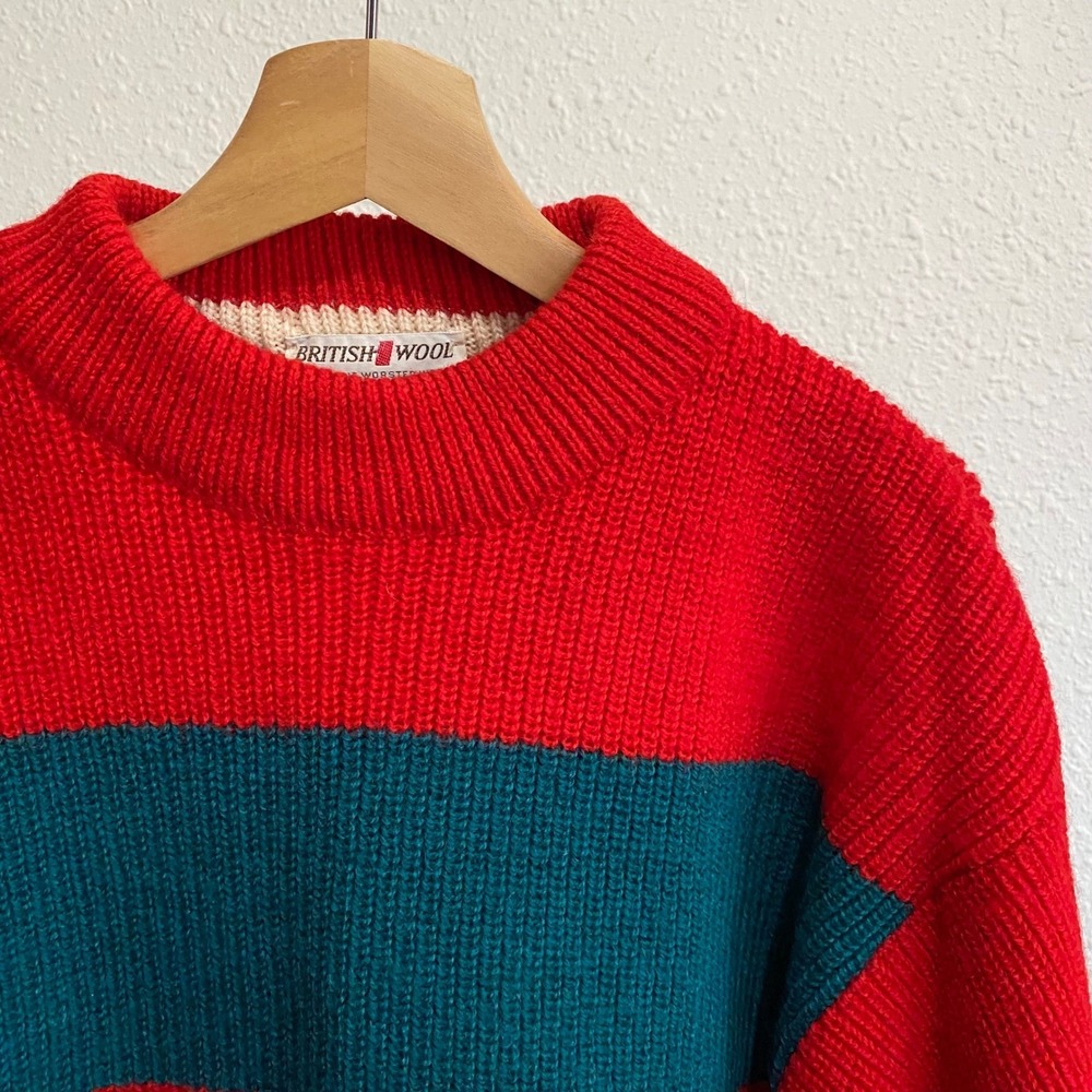 Vtg Lord Jeff British Worsted Wool multi Striped Sweater Mens Medium USA‎ thick